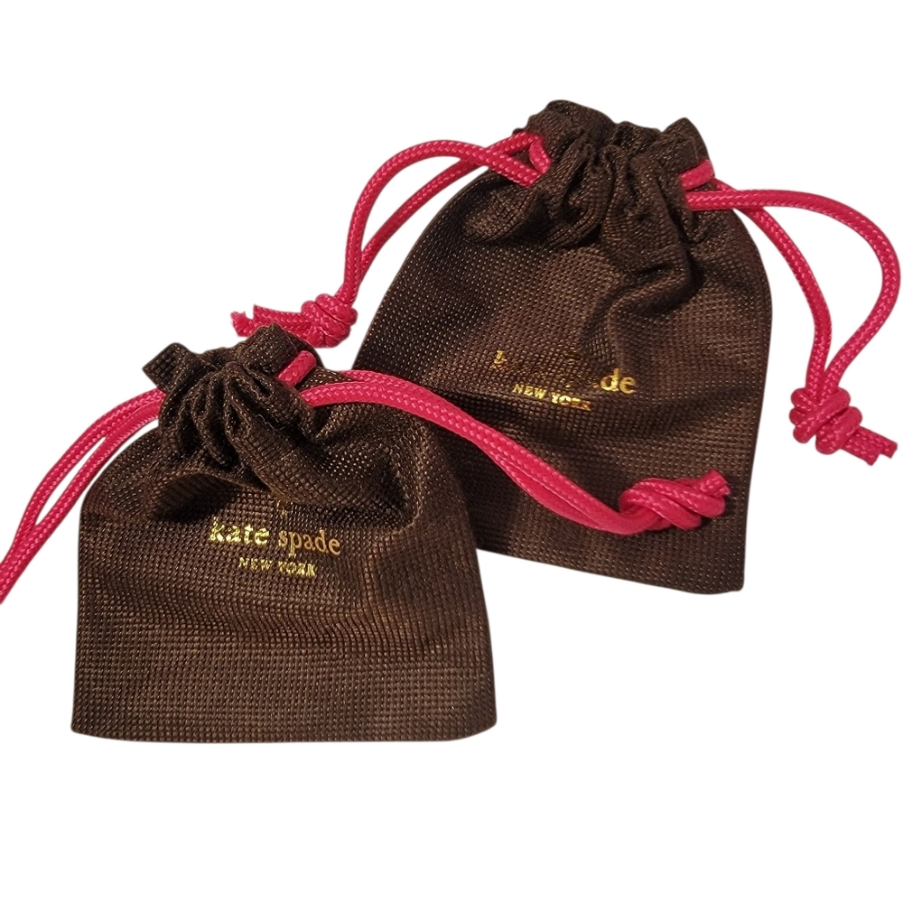 (2) KATE SPADE Jewelry Pouches Pink & Brown Mini Bags